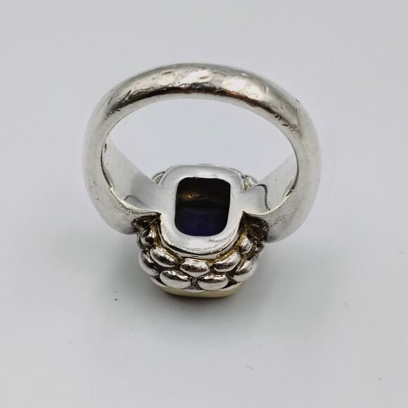 Lorenzo Sterling Silver 925 18K Gold Accent Amethyst Cocktail Ring Sz 7 - Picture 13 of 16